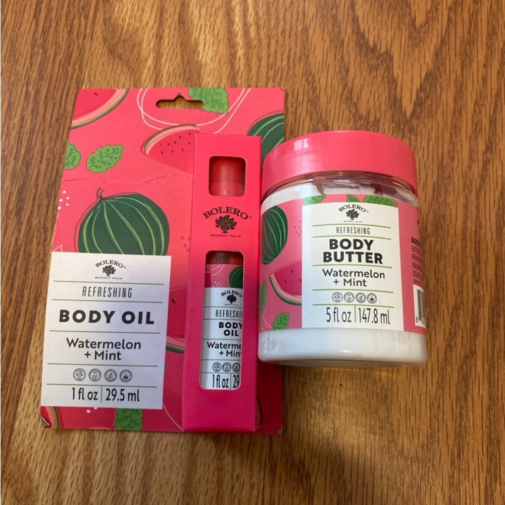 Refreshing Body Butter - Watermelon & Mint 5fl oz and 1oz body oil NEW